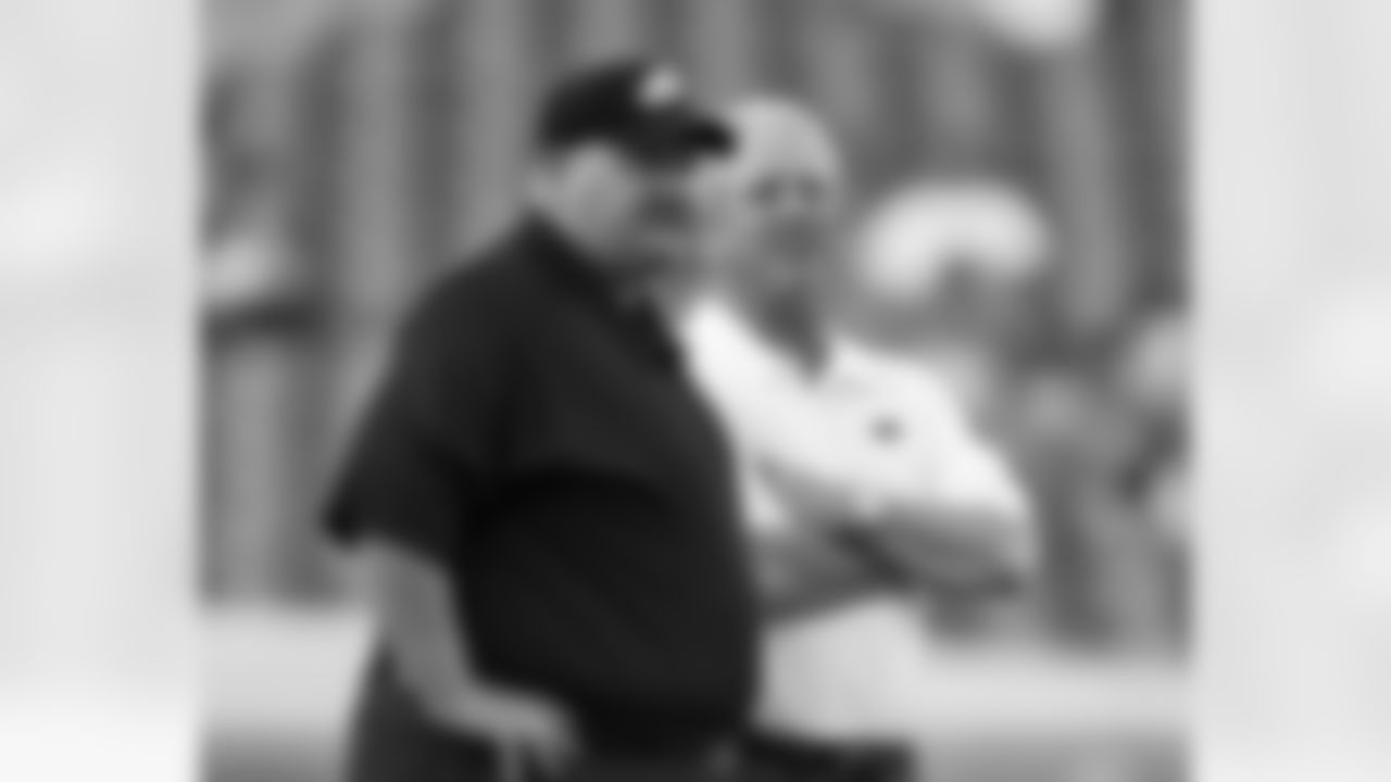 Head Coach Andy Reid before the game with Panthers Coach John Fox
