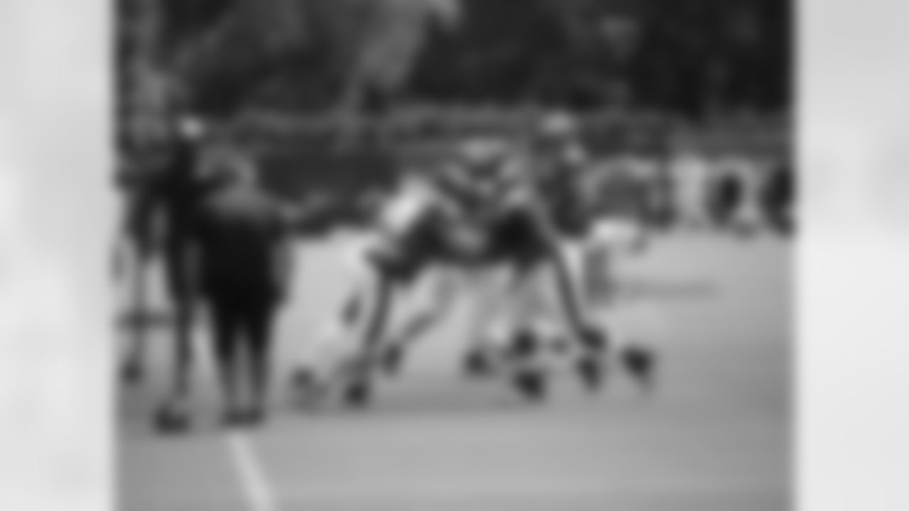 The offensive linemen prepare for the battle in the trenches