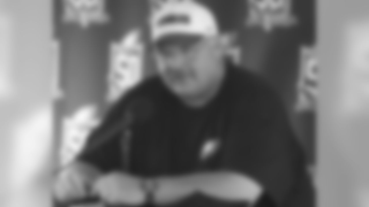 Head coach Andy Reid speaks with the media