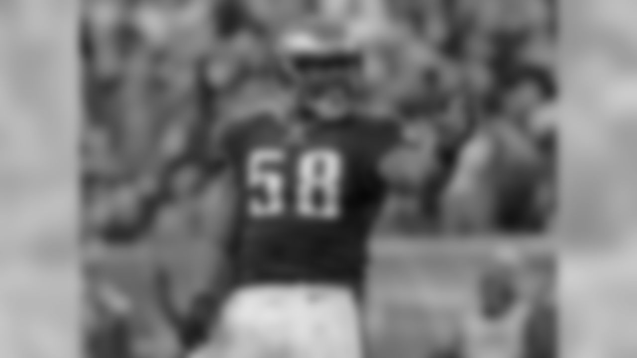 LB Trent Cole with a smile on his face against the Cardinals last year