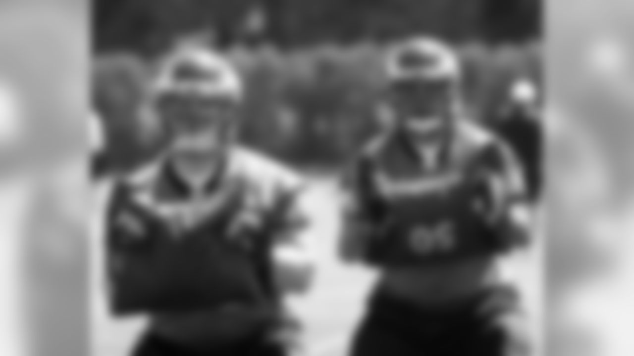 OGs Mike Gibson and Paul Fanaika hold the sandbags in balance drill