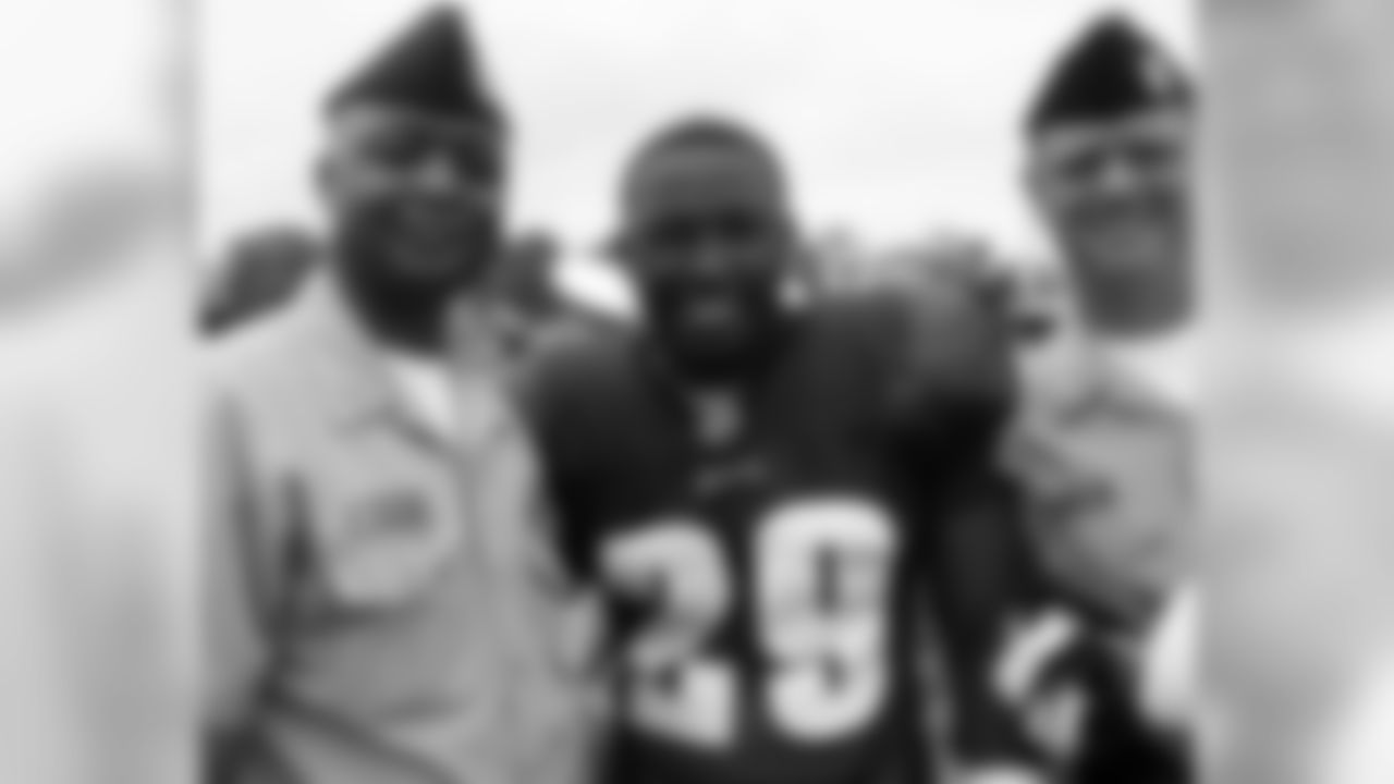 Rookie salute ... RB LeSean McCoy all smiles on his first Military Day at camp
