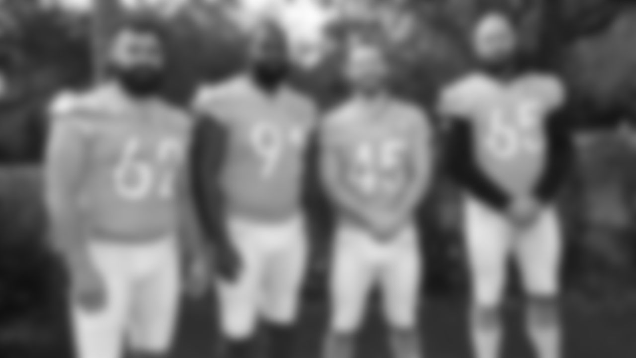 C Jason Kelce, DT Fletcher Cox, LS Rick Lovato, and T Lane Johnson show off their new Pro Bowl uniforms