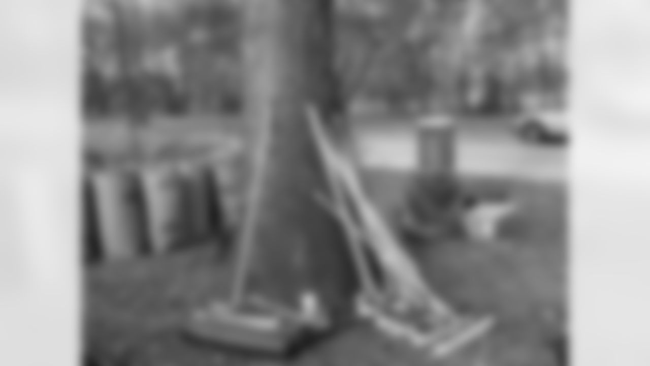 Everyone grabbed a rake or broom to help out