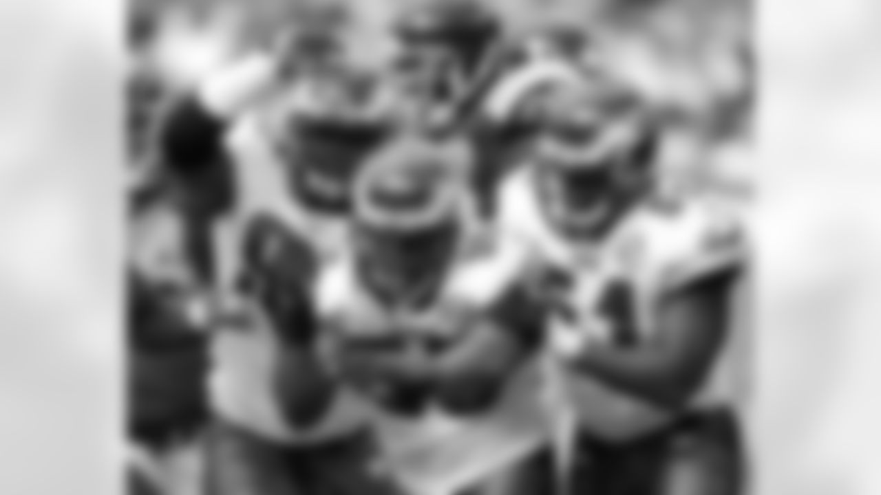 DE Trent Cole celebrates a sack