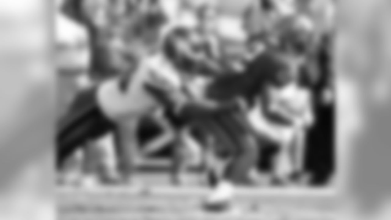 LB Akeem Jordan with a tackle against the Bucs