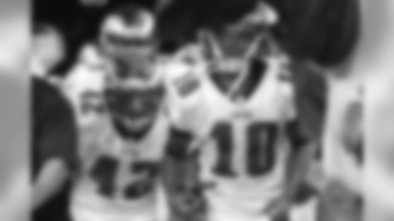 S Kurt Coleman and WR DeSean Jackson lead the team out of the locker room