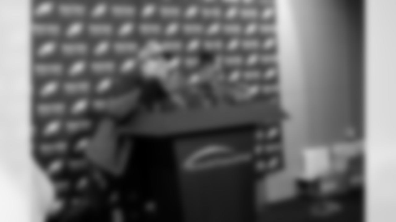Next up on the tour was the postgame interview room.