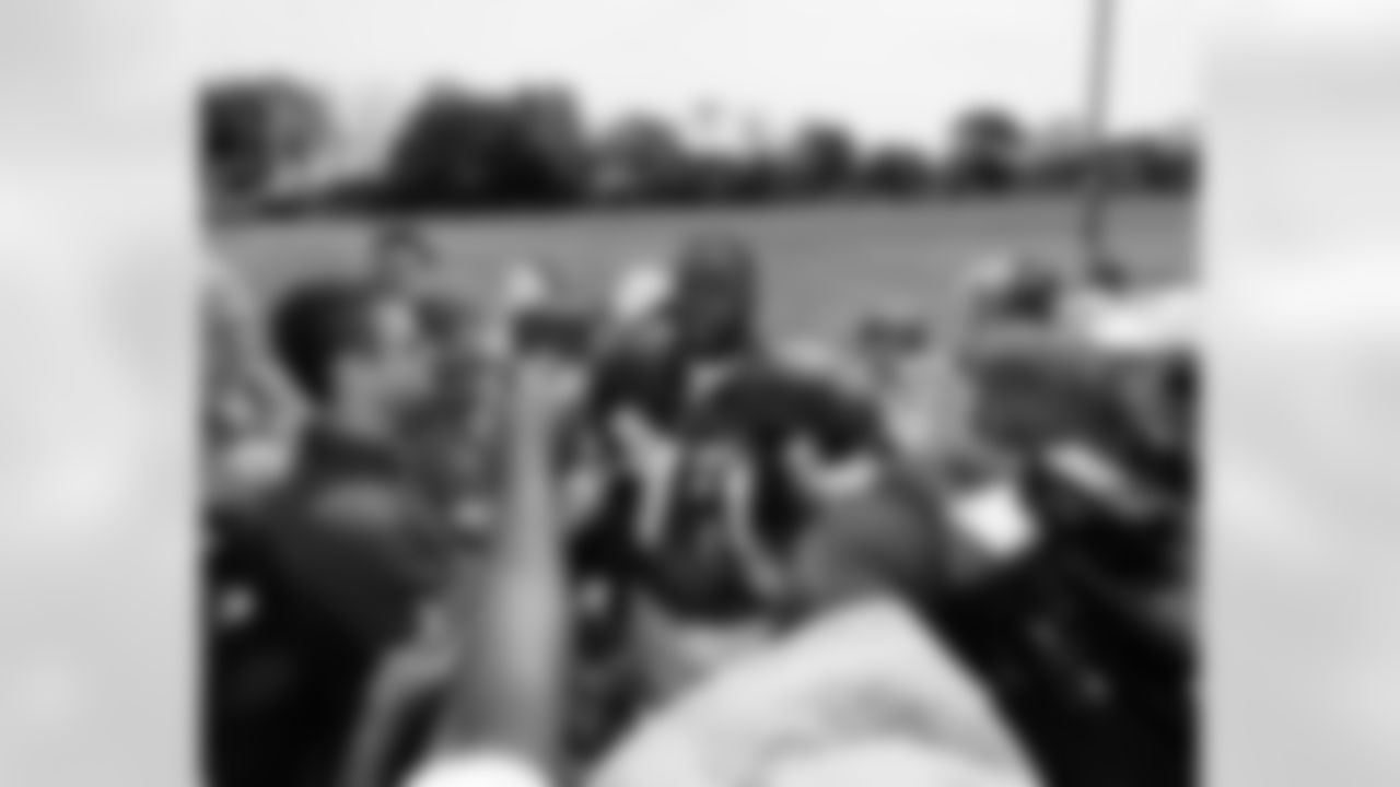 LT Jason Peters with media following practice