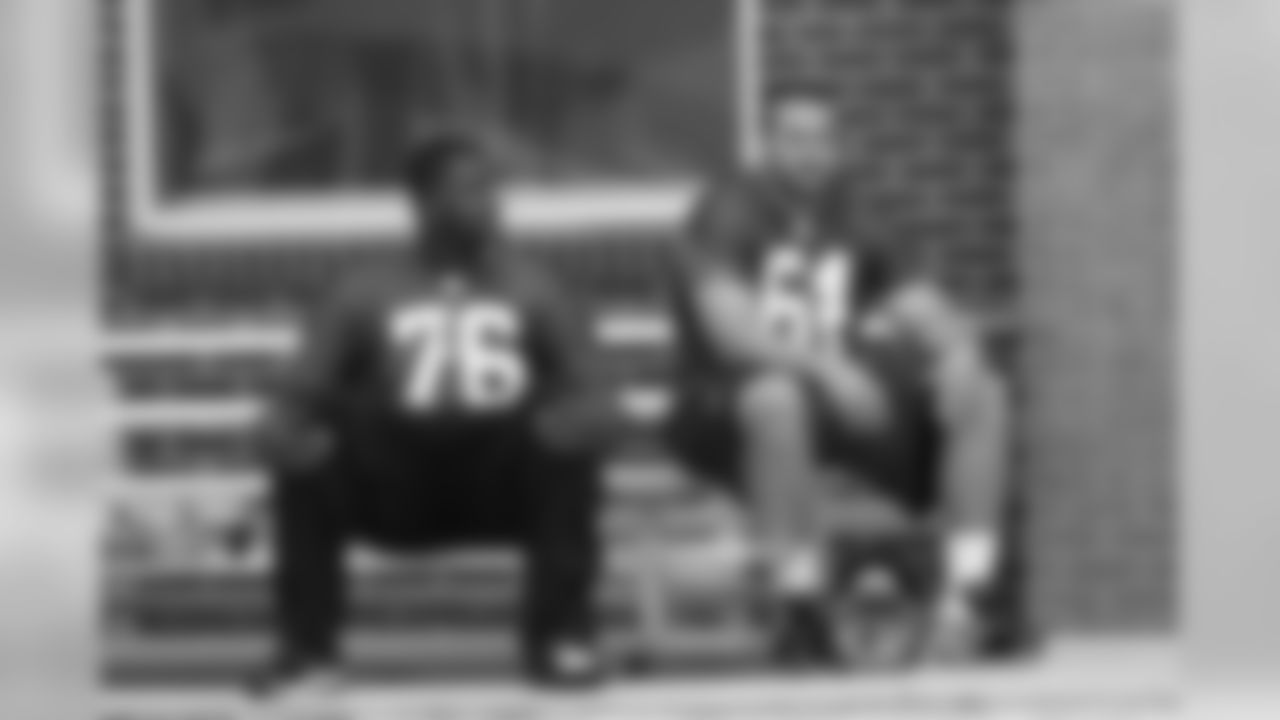 T Lamar Holmes, left, C Tyler Horn, right // 2012 Rookie Minicamp – Day 1 // May 11, 2012 // Flowery Branch –