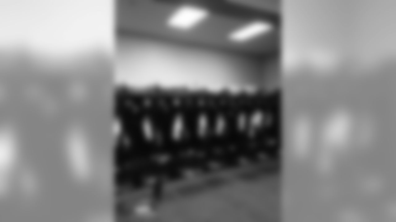 White uniforms that will be worn against the Panthers
