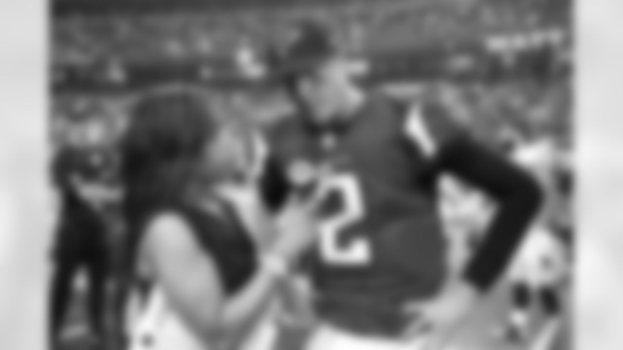 QB Matt Ryan is interviewed on the sideline after defeating New Orleans, 37-34.