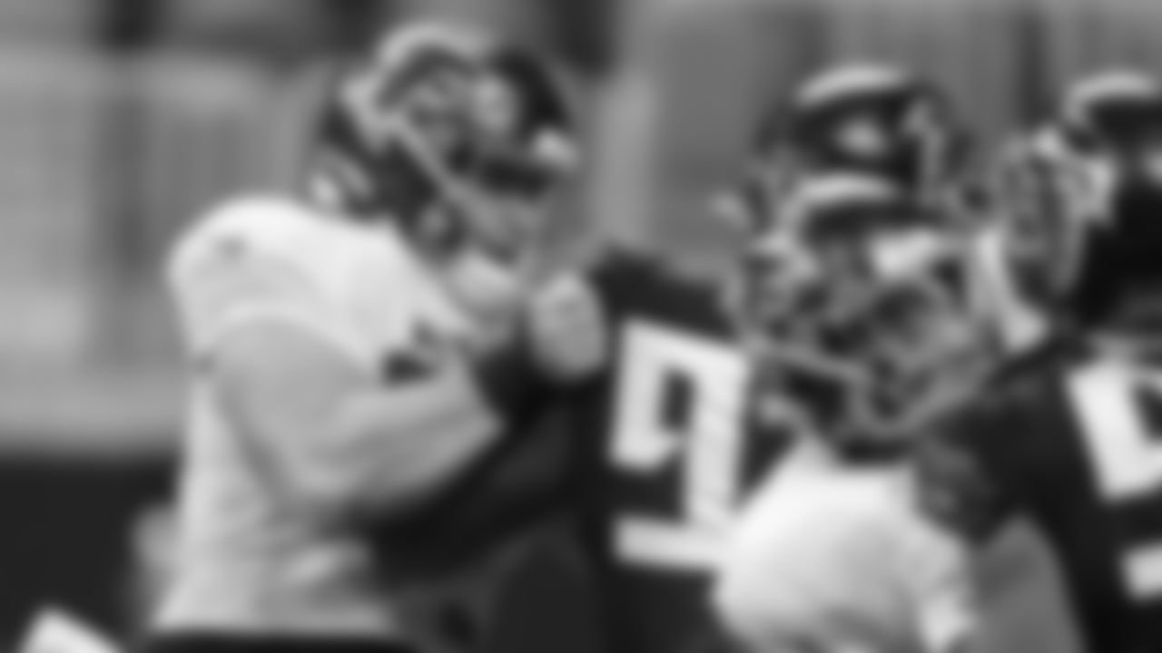 Atlanta Falcons offensive lineman Drew Dalman #67 during practice in Atlanta, Georgia, on Wednesday, September 7, 2022. (Photo by Shanna Lockwood/Atlanta Falcons)