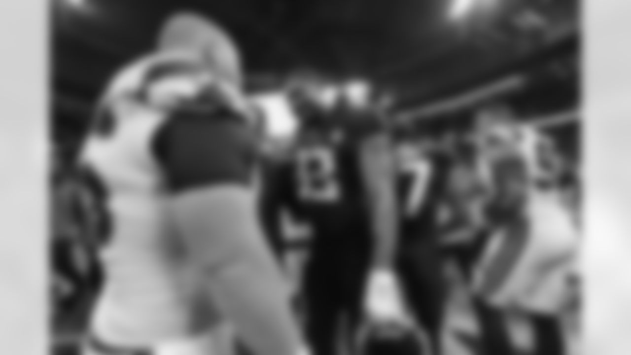 Atlanta Falcons defensive lineman Calais Campbell #93 after the Week 1 Game against the Carolina Panthers at Mercedes-Benz Stadium in Atlanta, Georgia on Sunday, September 10, 2023. (Photo by Jay Bendlin/Atlanta Falcons)