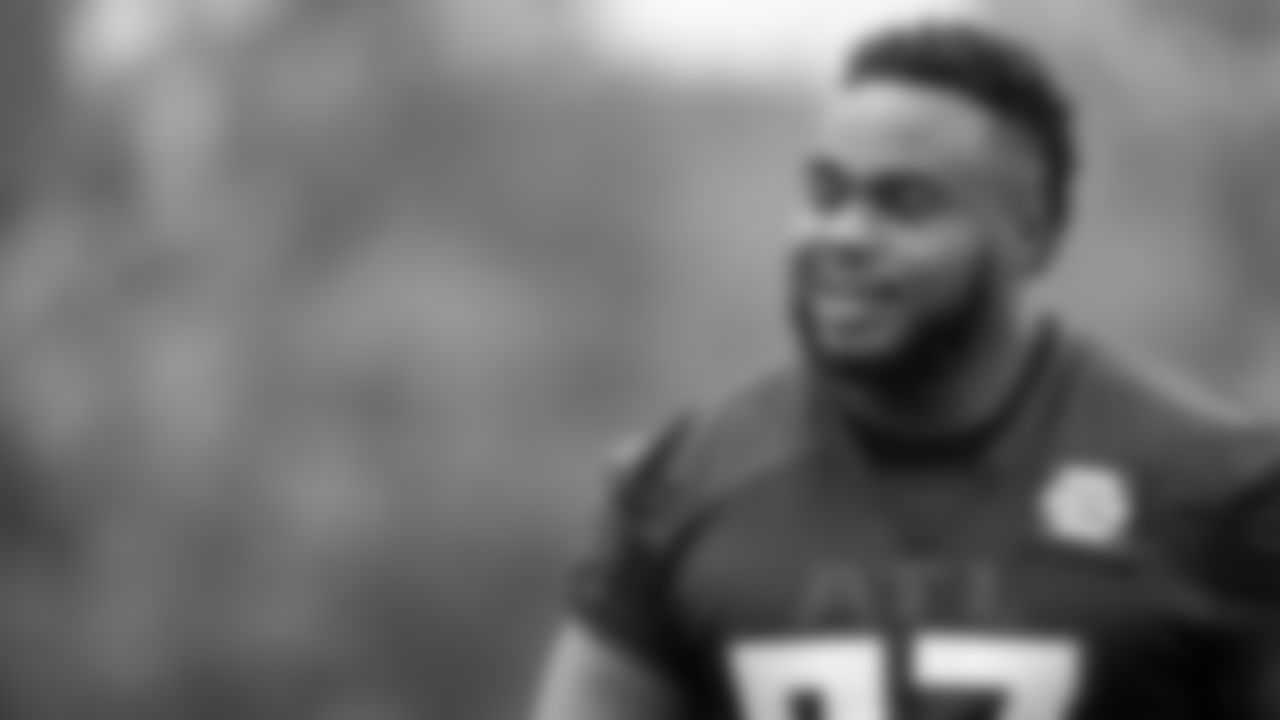 Atlanta Falcons defensive tackle Grady Jarrett #97 during team practice at Atlanta Falcons Headquarters in Flowery Branch, Georgia, on Thursday November 11, 2021. (Photo by Dakota Williams/Atlanta Falcons)