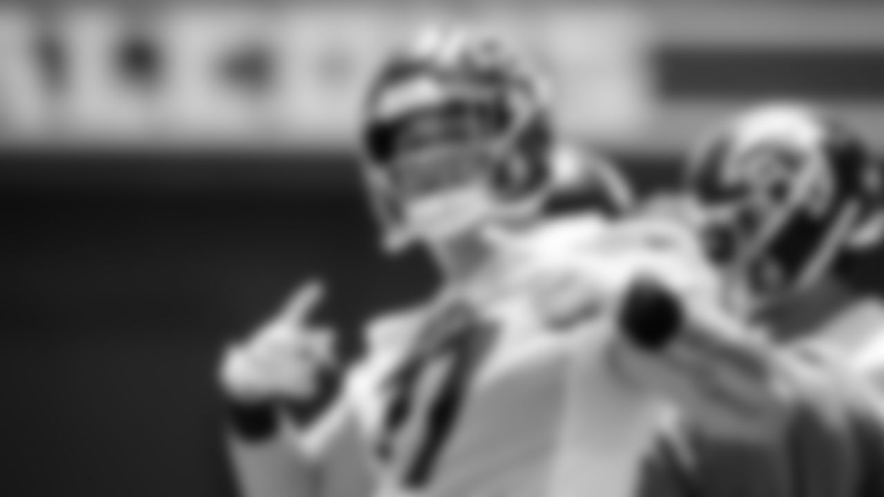 Atlanta Falcons offensive lineman Jalen Mayfield #77 gestures during organized team activities in Phase III of the Atlanta Falcons offseason program on June 4, 2021.