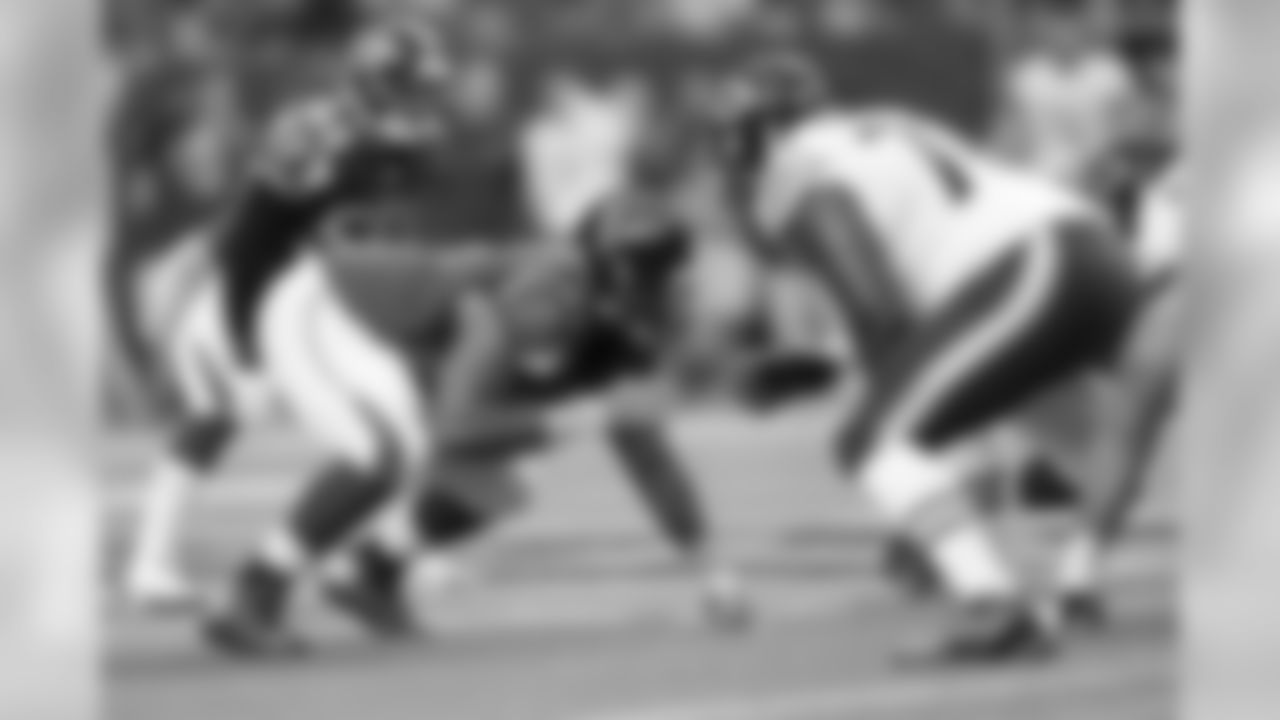 DT Corey Peters lines up on defense before the ball is snapped.