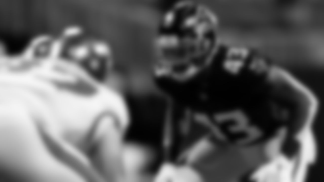 Atlanta Falcons linebacker Mykal Walker #43 in action during the first quarter against the Tampa Bay Buccaneers on December 20, 2020.