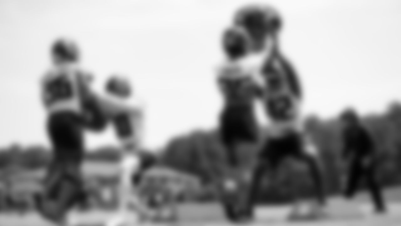 Running back drills during organized team activities in Phase III of the Atlanta Falcons offseason program on May 25, 2021.
