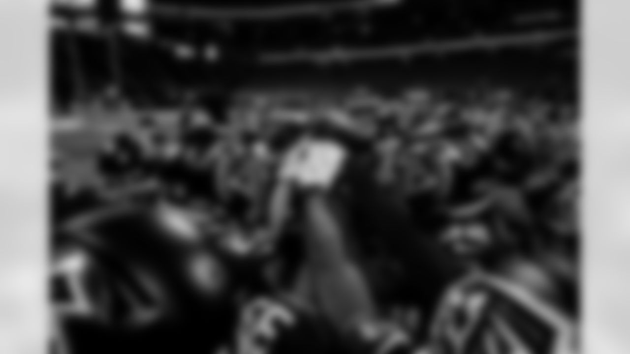 Team huddle prior to the Preseason Game against the Cincinnati Bengals at Mercedes-Benz Stadium in Atlanta, Georgia on Friday, August 18, 2023. (Photo by Jay Bendlin/Atlanta Falcons)