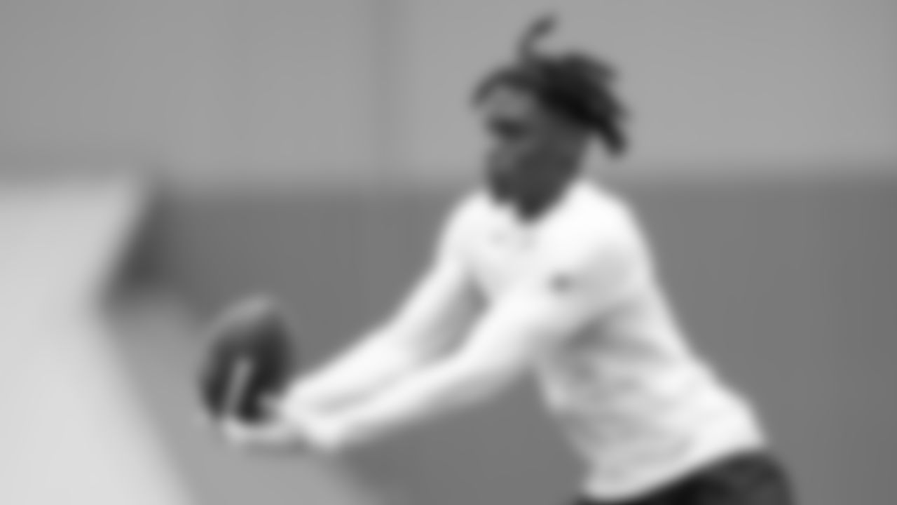 Atlanta Falcons wide receiver Christian Blake #13 makes a catch at AT&T Atlanta Falcons Training Camp on August 7, 2020 in Flowery Branch, GA. (Photo by Kara Durrette/Atlanta Falcons)
