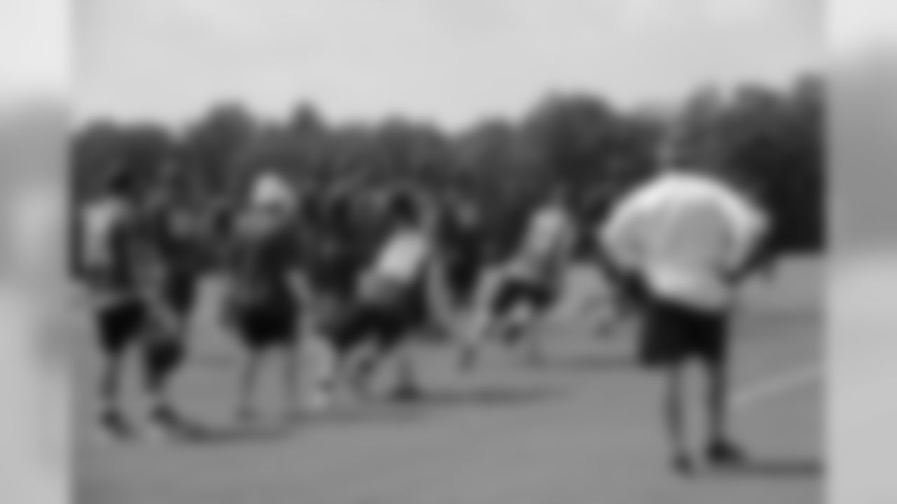 The offensive line runs some drills // 2012 Atlanta Falcons Minicamp - Day 2 // June 20, 2012 // Flowery Branch, Ga. -