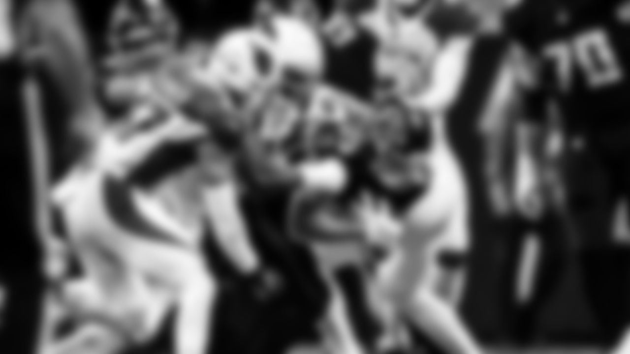 Atlanta Falcons running back Tyler Allgeier #25 carries the ball during the game against the Arizona Cardinals at Mercedes-Benz Stadium in Atlanta, Georgia on Sunday, January 1, 2023. (Photo by Jay Bendlin/Atlanta Falcons)