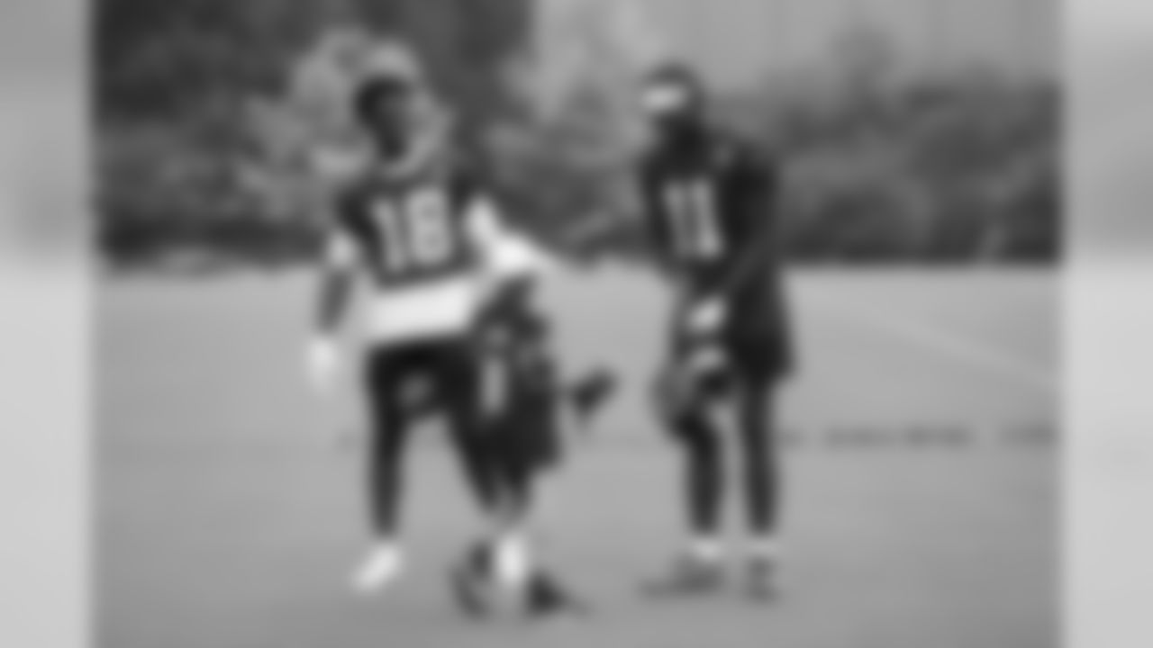 WR Julio Jones, WR Calvin Ridley, and D'Eric Salder on the second day of practice. (Photo by Steffenie Burns/Atlanta Falcons)