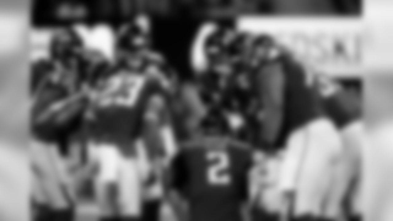 Atlanta Falcons quarterback Matt Ryan #2 leads the huddle during the game against the Washington Redskins at Mercedes-Benz Stadium in Atlanta, Georgia, on Thursday August 22, 2019. (Photo by Kara Durrette/Atlanta Falcons)