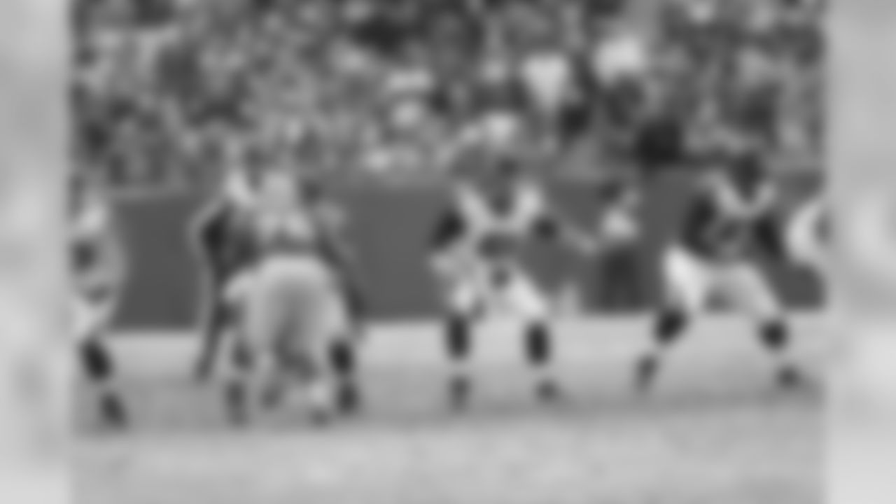 The Falcons offensive line prepares to protect QB Matt Ryan
