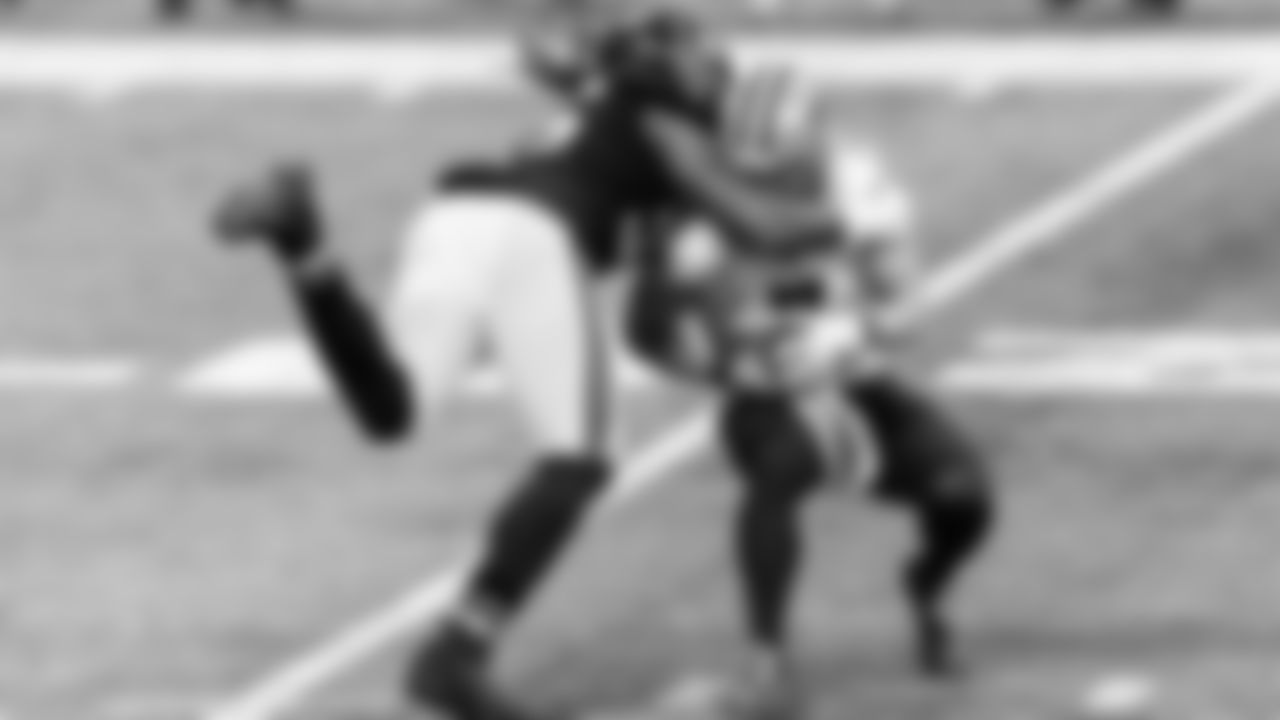 Atlanta Falcons defensive end Steven Means #55 sacks New Orleans Saints quarterback Taysom Hill #7 during the first half against the New Orleans Saints on December 6, 2020.