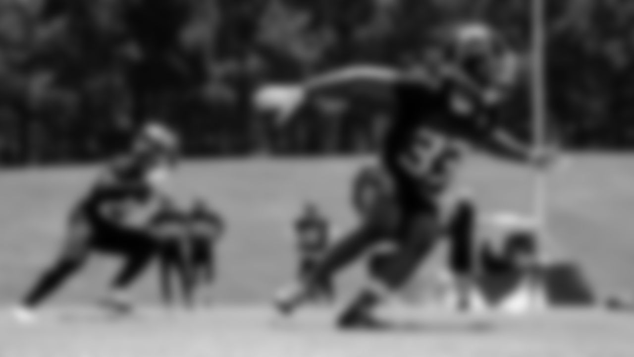 Atlanta Falcons cornerback Tyler Hall #33 in action during organized team activities in Phase III of the Atlanta Falcons offseason program on June 4, 2021.