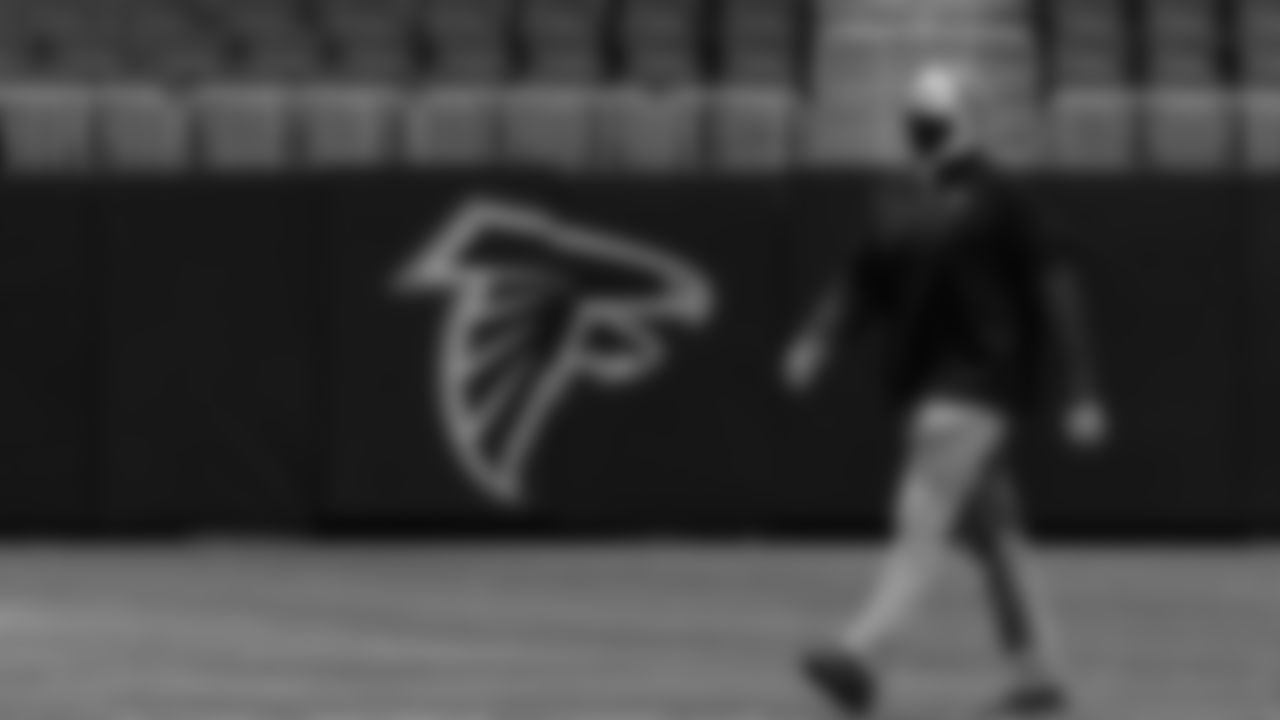 Atlanta Falcons head coach Arthur Smith walks on the field during his first visit to Mercedes-Benz Stadium in Atlanta, Georgia, on Thursday January 21, 2021.