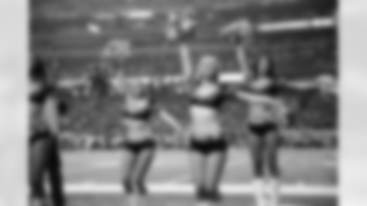 The Atlanta Falcons Cheerleaders cheer towards the crowd during the game (PHOTOS: Art Morrison, Special to AtlantaFalcons.com)