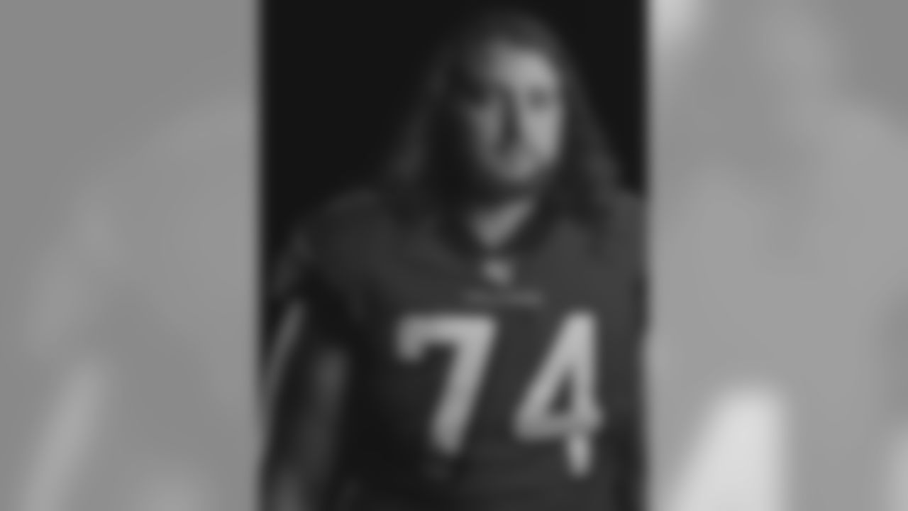 Ty Sambrailo #74, poses for a portrait during Media Day 2019, at the Atlanta Falcons Training Facility, in Flowery Branch, Georgia. (Photo by Rob Foldy/Atlanta Falcons)