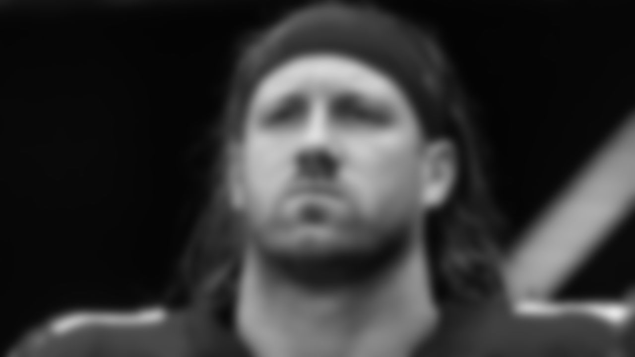 Atlanta Falcons tight end Hayden Hurst #81 looks on during the National Anthem before the game against the Chicago Bears on September 27, 2020. (Photo by Rob Foldy/Atlanta Falcons)