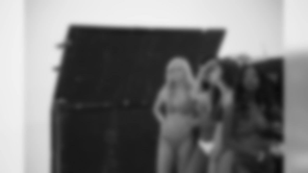 From left: Jamie K., Heather K., Erin P. and Shamea M. // 2011 Atlanta Falcons Cheerleaders Ford Calendar Shoot - Behind the Scenes // July 14, 2011 // Atlanta -