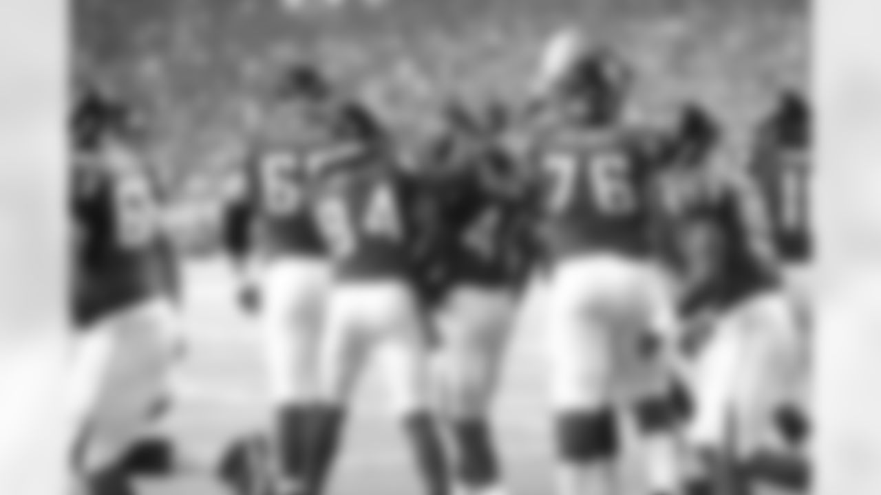 RB Jason Snelling is congratulated by his teammates after scoring a touchdown