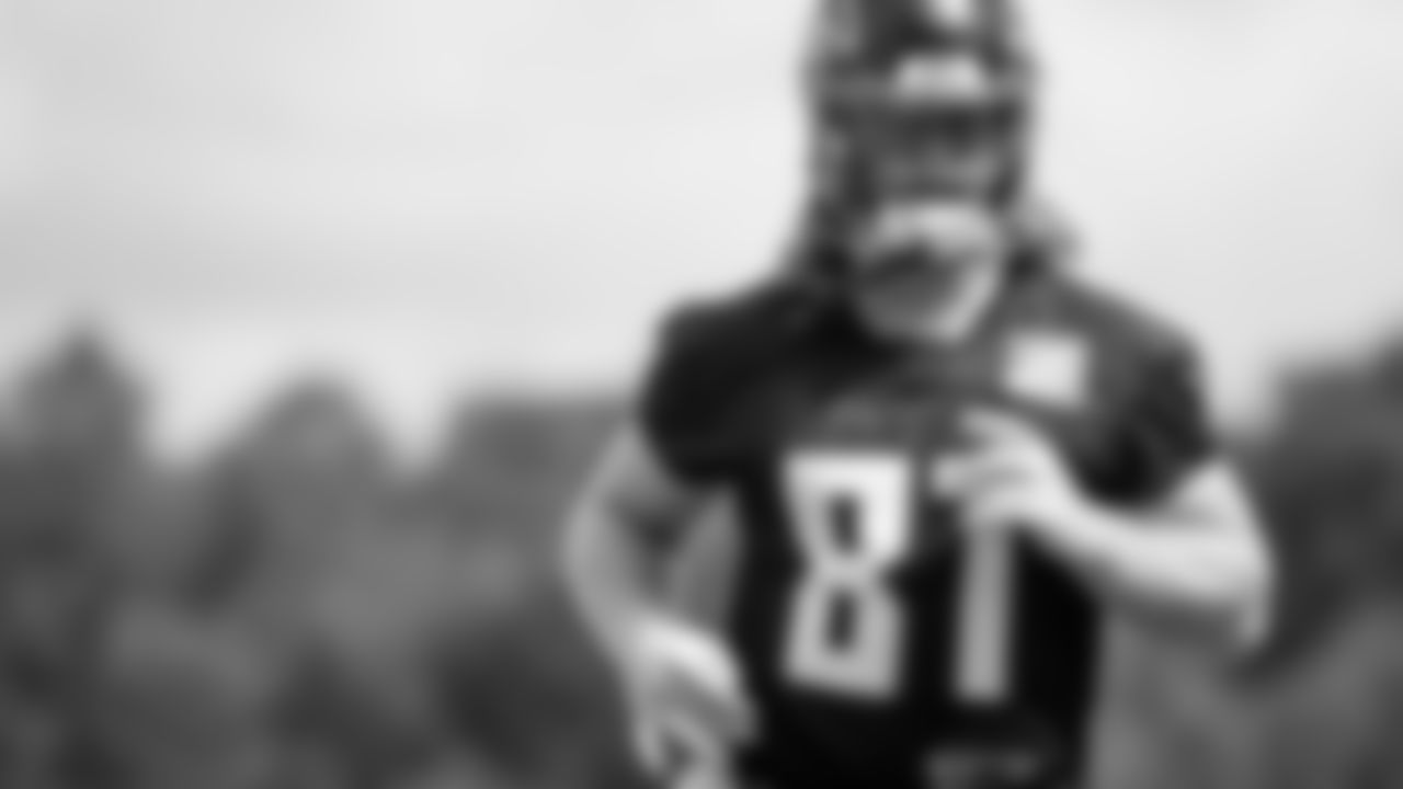 Atlanta Falcons tight end Hayden Hurst #81 looks on during practice at IBM Performance Field. (Photo by Kara Durrette/Atlanta Falcons)