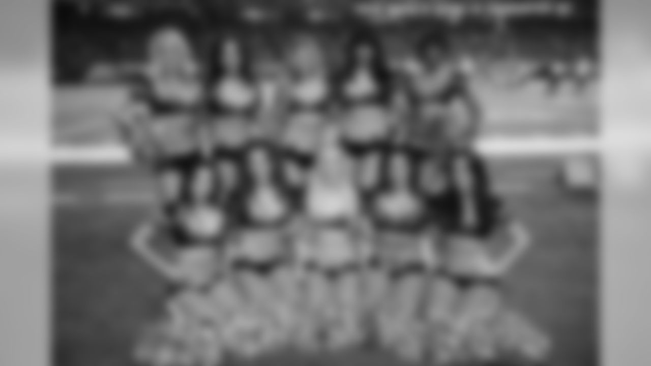 A few of the Atlanta Falcons Cheerleaders pose on the sidelines for a picture (PHOTOS: Art Morrison, Special to AtlantaFalcons.com)