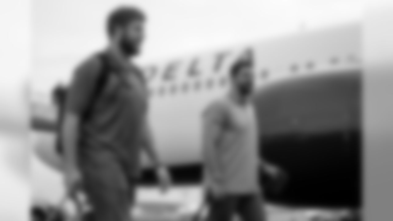 Atlanta Falcons tight end Carson Meier #85 and Atlanta Falcons long snapper Josh Harris #47 travel to Tampa Bay to face the Buccaneers in Week 17 of the 2019 Season. (Photo by Kara Durrette/Atlanta Falcons)