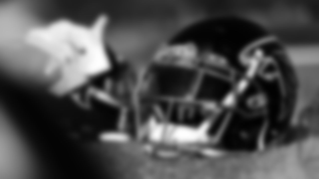 Helmet view during team practice at Atlanta Falcons Headquarters in Flowery Branch, Georgia, on Wednesday, December 1, 2021. (Photo by Shanna Lockwood/Atlanta Falcons)