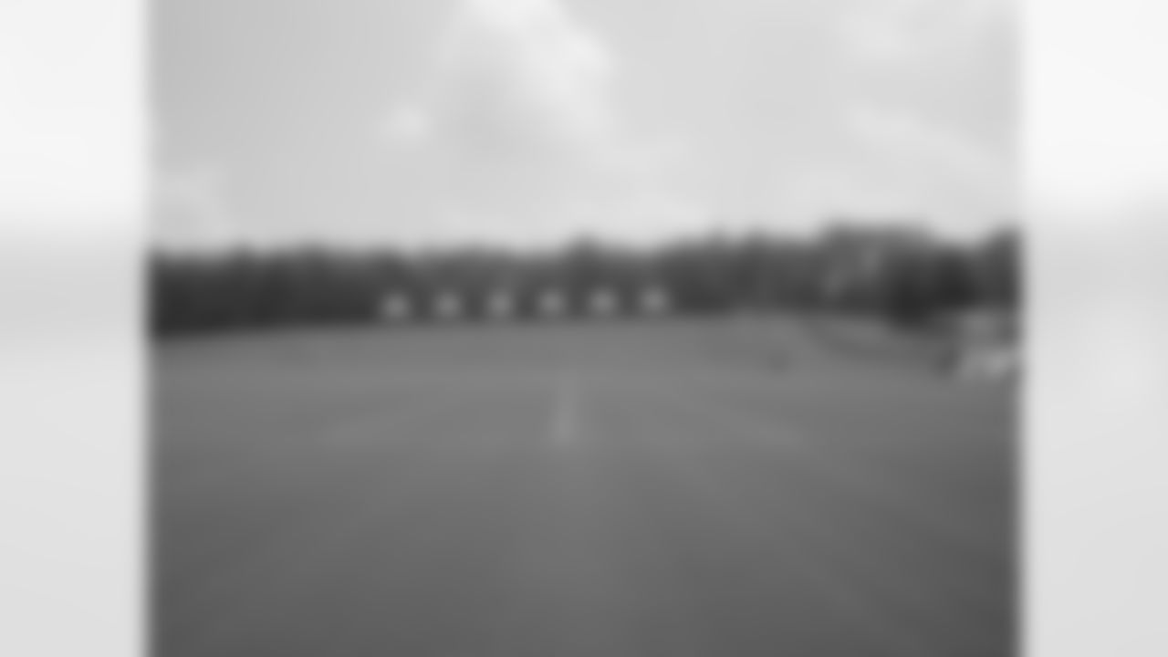 A look at the field with freshly painted lines // 2011 Training Camp Setup // July 22, 2011 // Flowery Branch, Ga. —