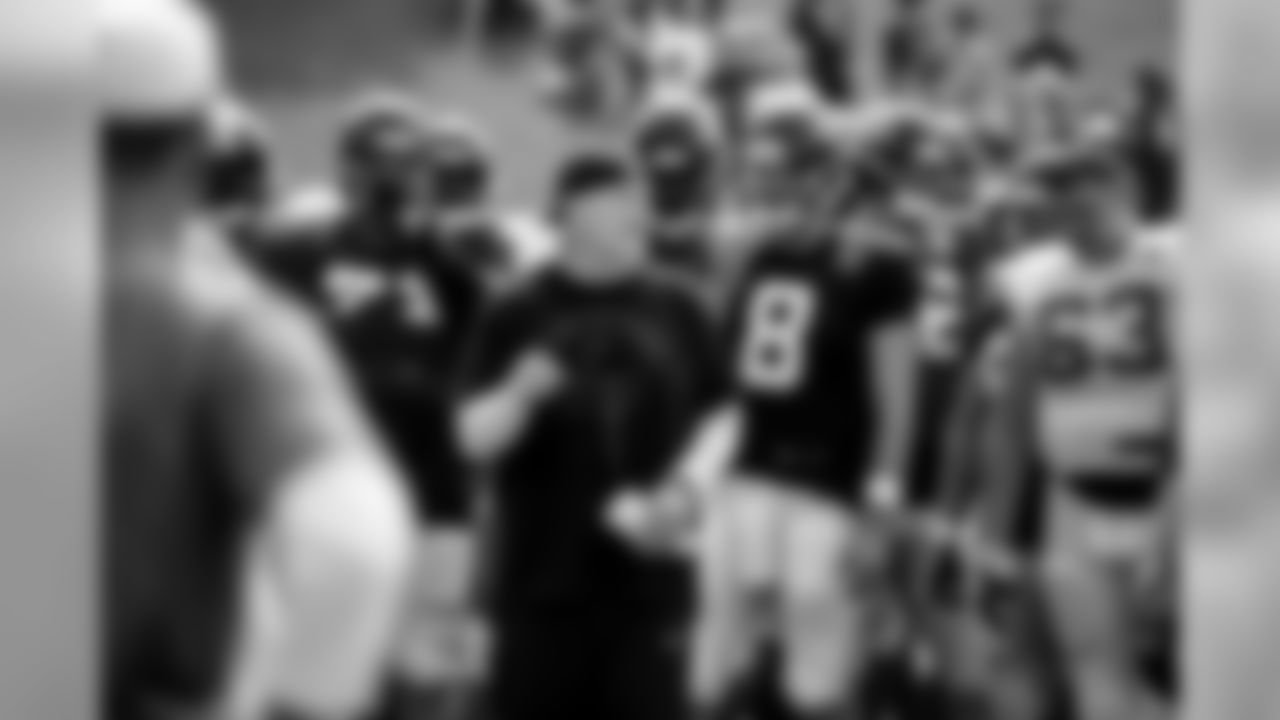 July 28, 2019 - Head coach Dan Quinn speaks to the team at halftime on the sixth day of practice. (Photo by Kara Durrette/Atlanta Falcons)