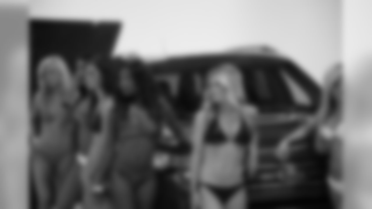 From left: Jamie K., Heather K., Erin P., Shamea M. and Sabrina C. // 2011 Atlanta Falcons Cheerleaders Ford Calendar Shoot - Behind the Scenes // July 14, 2011 // Atlanta -