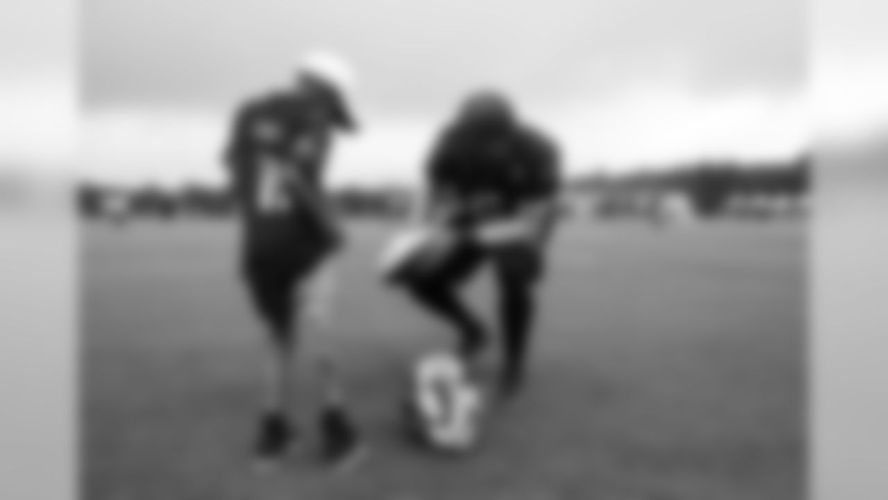 P Matt Bosher and D'Eric Salder on the second day of practice. (Photo by Steffenie Burns/Atlanta Falcons)