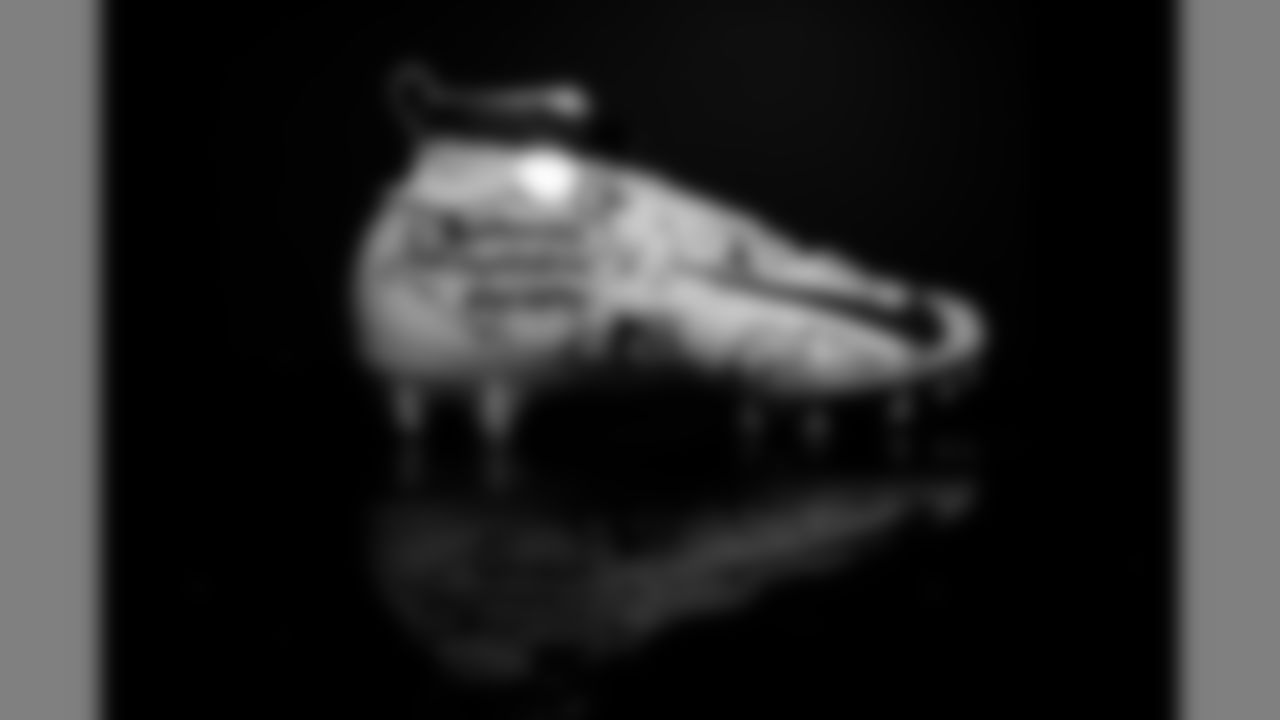 Images of painted cleats raising awareness for the Atlanta Humane Society to be worn by Atlanta Falcons defensive back Jordan Miller #28 for the 2019 NFL My Cause My Cleats initiative. (Photo by Kara Durrette/Atlanta Falcons)