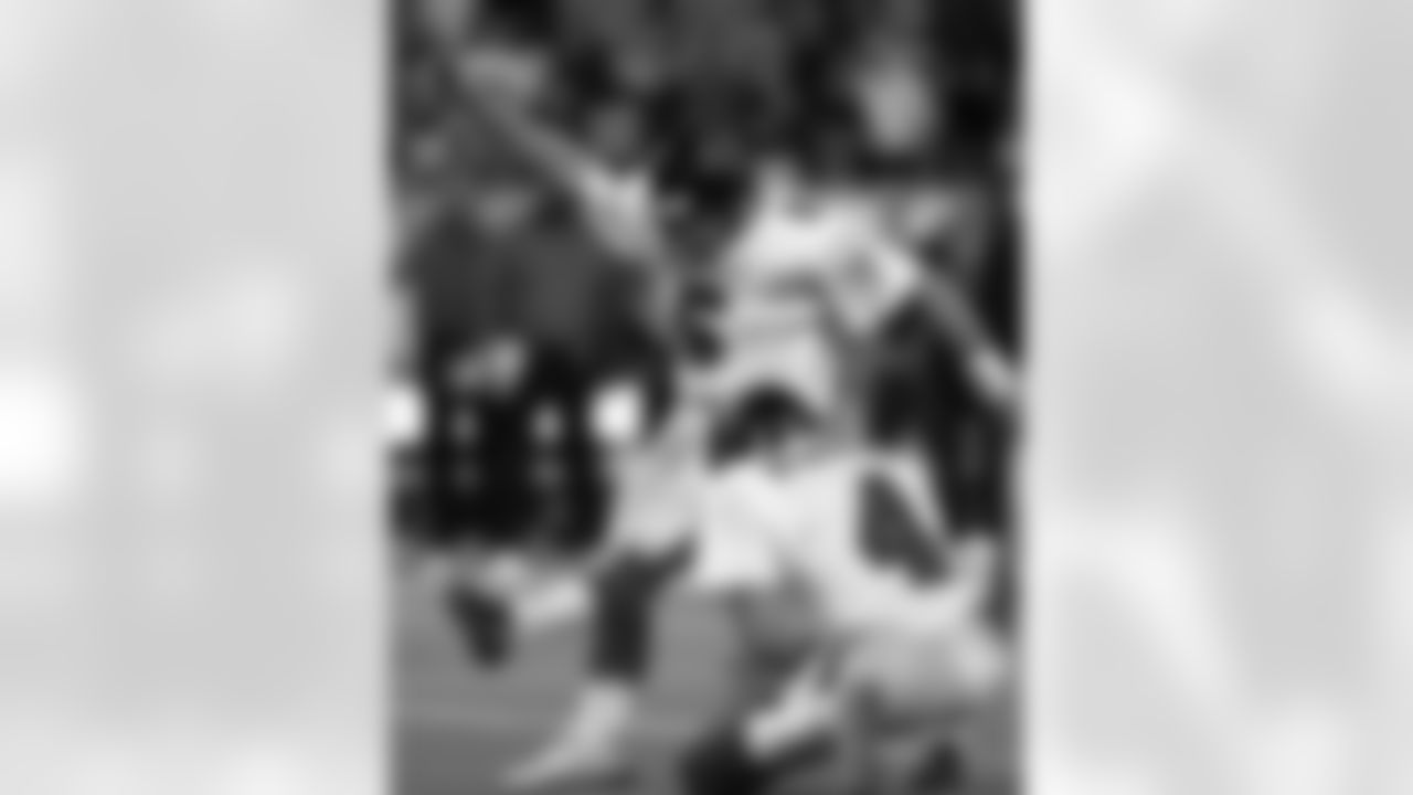 FILE - In this Jan. 17, 1999, file photo, Atlanta Falcons' Morten Andersen (5) boots a 39-yard field goal from the hold of Dan Strazinsky (4) to win the NFC Championship 30-27 in overtime over the Minnesota Vikings, in Minneapolis. Anderson enters the Pro Football Hall of Fame as the leading scorer in NFL history with 2,544 points. (AP Photo/Morry Gash, FIle)
