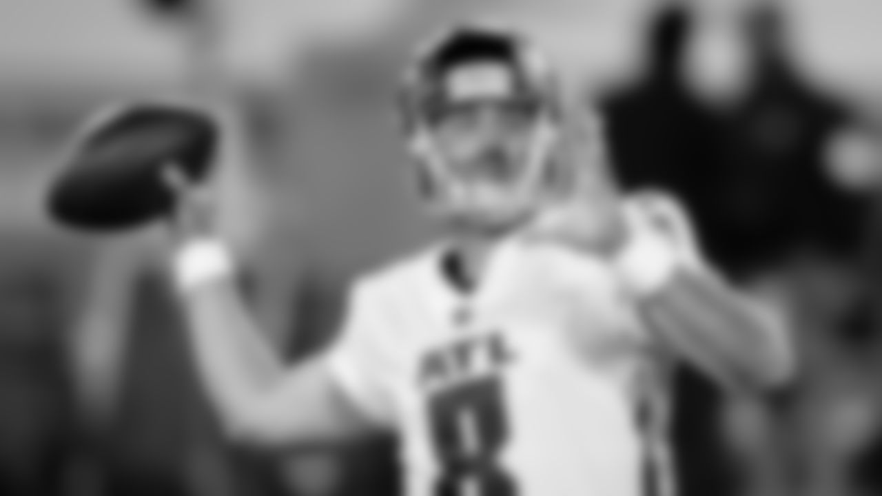 Atlanta Falcons quarterback Matt Schaub #8 during warmups before the game against the Green Bay Packers on October 5, 2020. (Photo by Kyle Hess/AtlantaFalcons)