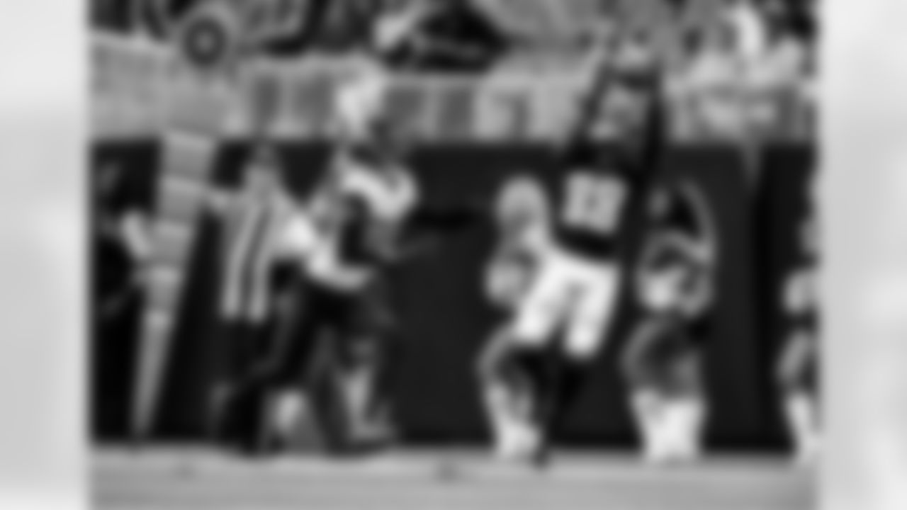 Atlanta Falcons wide receiver Frank Darby #88 makes a catch against the Jacksonville Jaguars at Mercedes-Benz Stadium in Atlanta, Georgia on Saturday, August 27, 2022. (Photo by Kyle Hess/Atlanta Falcons)